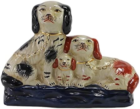 SYNWISH Kézzel Festett Porcelán Család Vintage Kutya Figurák Kerámia Kutya Gyűjtők Otthoni Dekoráció