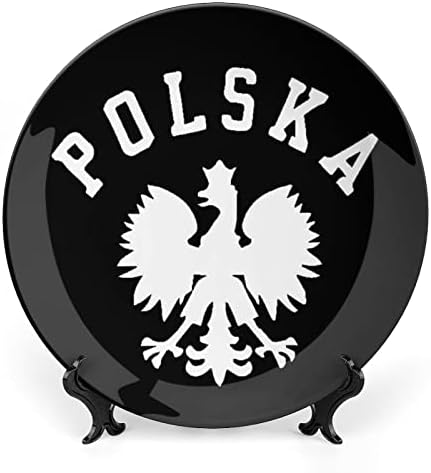Polska lengyel Ország Büszkesége Dekoratív tábla Kerek Kerámia lapok, Display Állvány Home Office Esküvői Dekoráció