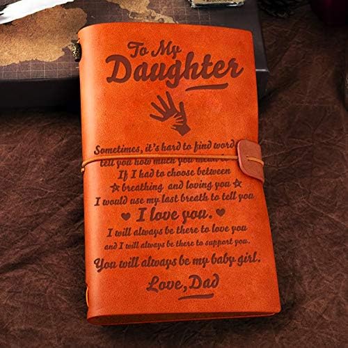 Chillake, Hogy A Lányom Bőr Journal Notebook Apa - Mindig Ott Lesz, Vintage Bőr Utazás Lap - Inspiráló Dombornyomott Írás Folyóirat