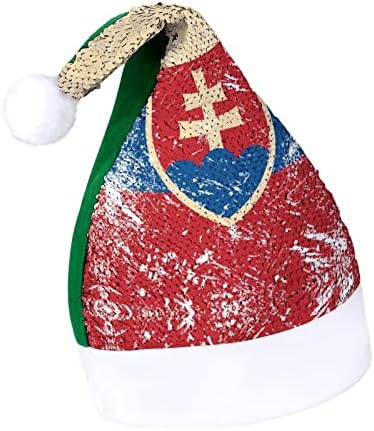 Retro Szlovákia Zászló Vicces Karácsonyi Kalap Sequin Mikulás Kalapok a Férfiak a Nők Karácsonyi Ünnepi Parti Dekoráció