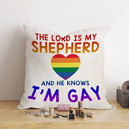 Párnát Fedezi Az Úr az Én Pásztorom, nem Tudja, hogy Meleg vagyok párnahuzat Büszkeség Leszbikus, Meleg LGBTQ párnahuzat Rusztikus