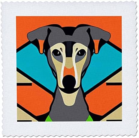 3dRose Vicces, Aranyos Greyhound Racing Kutya Picasso Stílus Pop - Art Quilt Négyzetek (qs-372234-6)