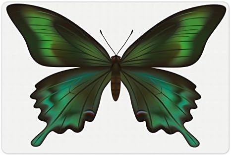 Ambesonne Fecskefarkú Pillangó Pet-Mat az Étel, a Víz, a Reális Egzotikus Vadon élő Lény a Zöld Tónusok, Téglalap Csúszásmentes gumiszőnyeg