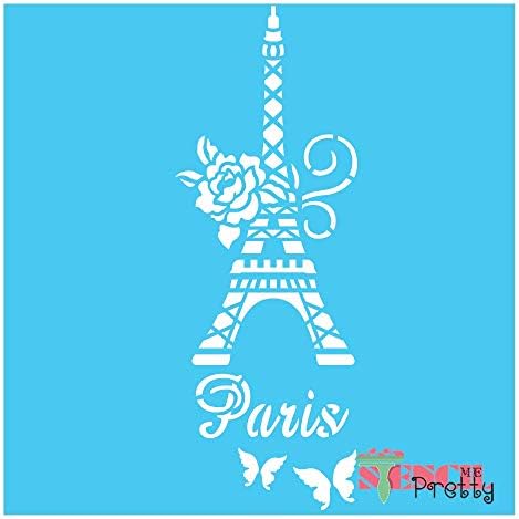 Klasszikus Párizsi Eiffel-Torony, Dekor, Sablon - Rózsa & Pillangó Sablon Legjobb Vinil Nagy Stencil Festés, Fa, Vászon, Fal, stb.-Gyűjtőcsomagolás