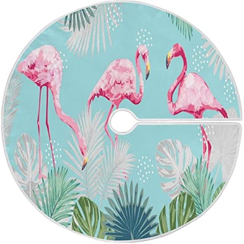 Oarencol Flamingók Palm karácsonyfa Szoknya 36 hüvelyk Trópusi Levelek Állat Karácsonyi Ünnepi Parti Fa Mat Dekoráció