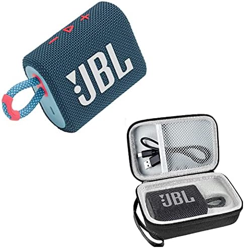 JBL 3 Hordozható Vízálló Vezeték nélküli Bluetooth Hangszóró Csomag Prémium bőrtok (Kék, Rózsaszín)