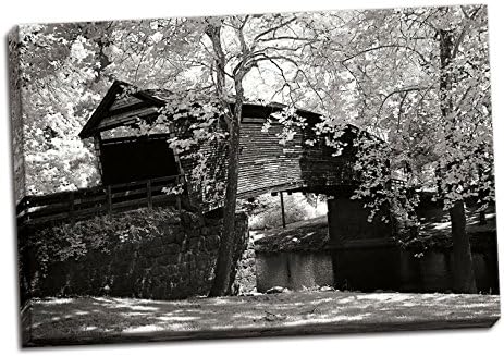 Gango Otthon Dekor Régi Fedett Híd én, képzőművészeti Fénykép: Alan Hausenflock; Egy 36x24in Kézzel Feszített Vászon