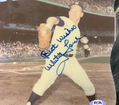 Whitey Ford Aláírt Fotó 8x10-es Emléktábla a Baseball NYY Automatikus Best Wishes HOF PSA/DNS - Dedikált MLB Fotók