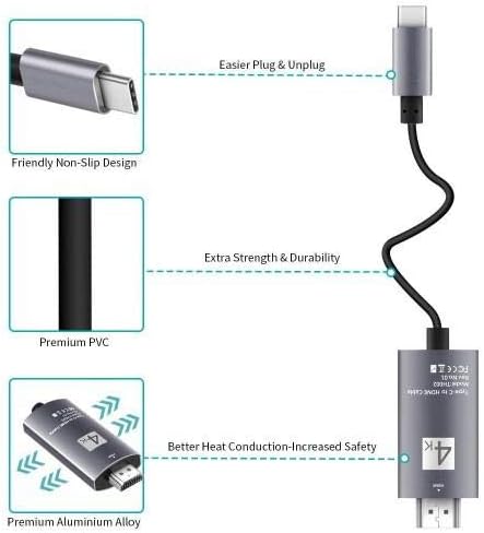 BoxWave Kábel Kompatibilis Garmin Edge-Fedezze fel 2 (Kábel által BoxWave) - SmartDisplay Kábel - USB-C-Típusú HDMI - (6 ft), USB C/HDMI