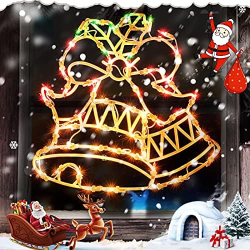 Karácsonyi Ablak Sziluett Fény Dekoráció Pack 2 Világító Rénszarvas a Harangok Karácsonyi Ablak Lámpák 100 Izzók Holiday Beltéri