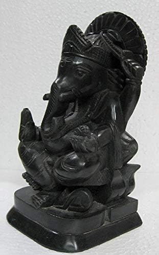 8 - os Fekete Márvány Ganesha Szobor Murti Áldás az Úr Ganapati Elefánt arcát Hindu Isten Készült Márvány Szobor Puja Vallási Bálványok Istenségek