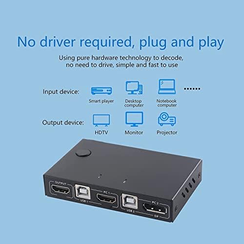 VINGVO HD KVM Kapcsoló, DP KVM Switch 2 1 Egyéni Adaptív EDID Fém Esetében Játék