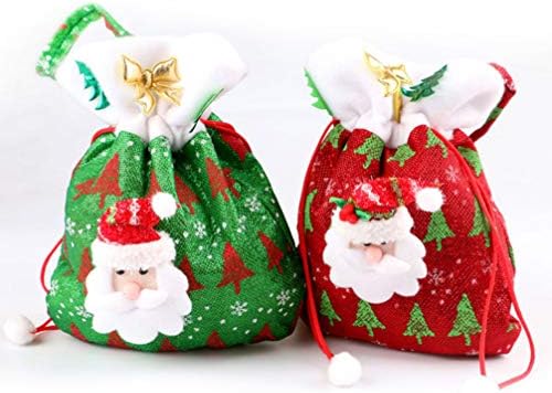 NUOBESTY Mikulás Ajándék Táskák 3Pcs Karácsonyi Csomagokat Karácsonyi Édesség Táskák Szövet Mikulás, Hóember Húzózsinórral