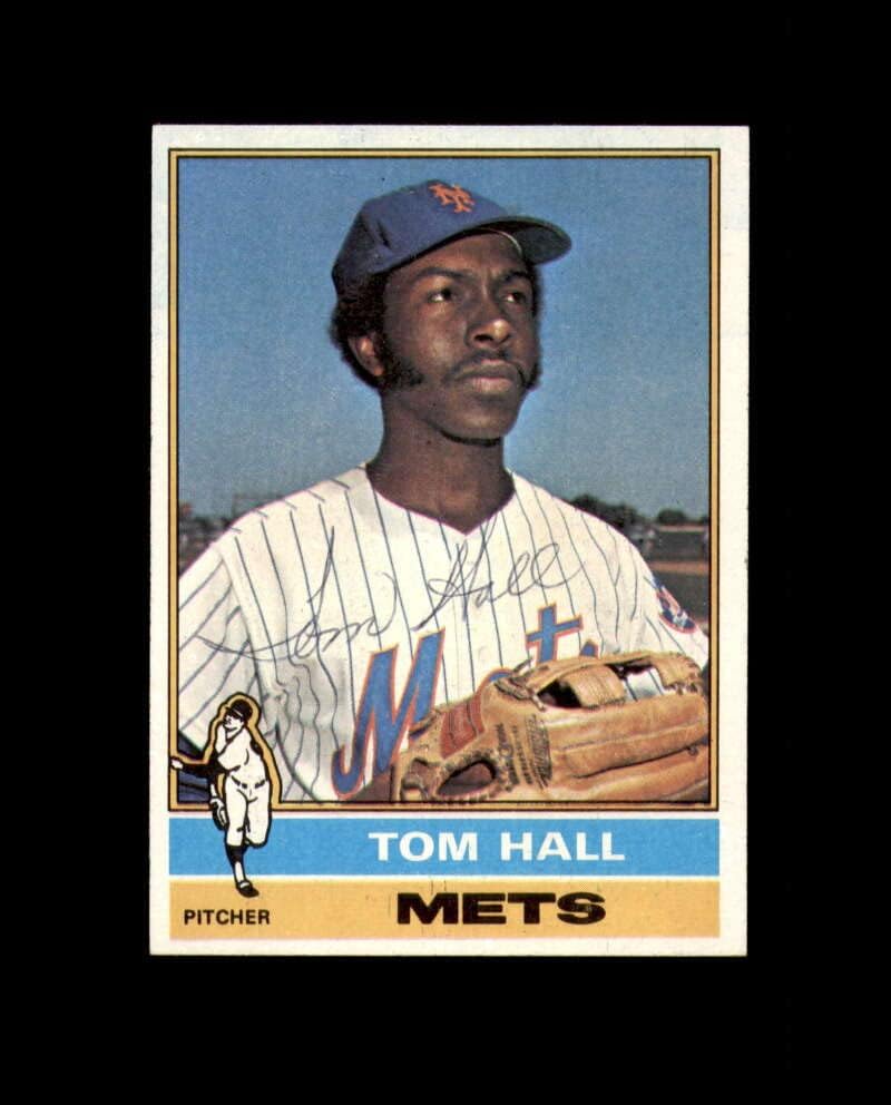 Tom Hall Kézzel Aláírt 1976 Topps New York Mets Autogramot