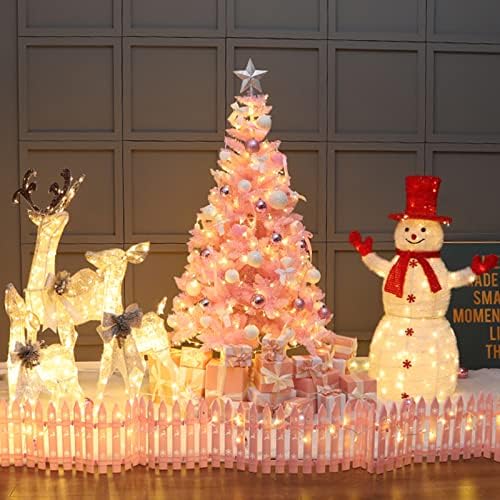 Rózsaszín karácsonyfa, 4FT Karácsony Fa, Fém Állvány, Mesterséges Rózsaszín Fa, 300 Ág Tippek, Könnyű Összeszerelés, Beltéri,