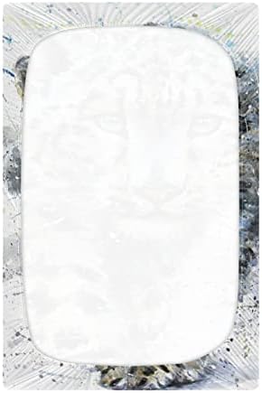 ALAZA Akvarell Aranyos Snow Leopard Vadállat regisztrálni Ellátott Mózeskosár Lap a Fiúk Baba Lányok Kisgyermek, Standard Méret 52 x