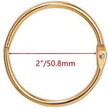 XMHF 2 Hüvelyk (5 Csomag) Laza Levél Binder Gyűrűk, Nikkel Bevonatú Acél Binder Gyűrűk,Kulcstartó, kulcstartó, Fém Könyv Gyűrűk,Arany,