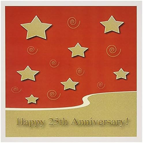 Boldog 25. Jubileumi, Arany Csillag, Vörös, Munkavállaló, - üdvözlőlap, 6 x 6 cm, egységes (gc_34306_5)
