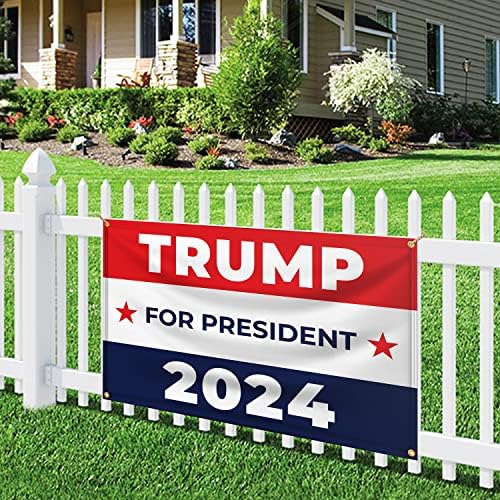 BANNER BUZZ LÁTHATÓVÁ Trump az Elnök 2024 11 Oz, nagy teherbírású, Rugalmas Banner-val Fém Fűzőlyukak, valamint Beszegve Élek az Udvaron Reklám