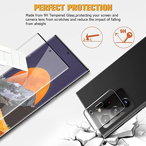 Galaxy Note 20 Ultra Screen Protector 【2+2 Csomag】2 Csomag Kamera Lencséjét Védő, Kompatibilis Ujjlenyomat, 3D-s Üveg Teljes