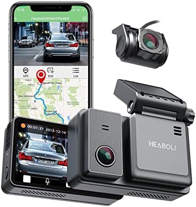 Heaboli 4K Dual Kamera Elől-Hátul, Wi-Fi, GPS, Dash Kamera az Autók 3 hüvelykes IPS érintőképernyő, Parkolás Mód & PNY 256