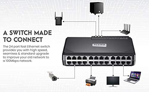 Nkis ST3124P 24-Port 10/100Mbps Fast Ethernet állványba szerelhető Kapcsoló Plug-and-Play | Auto MDI/MDI-X, Asztali Ethernet Elosztó