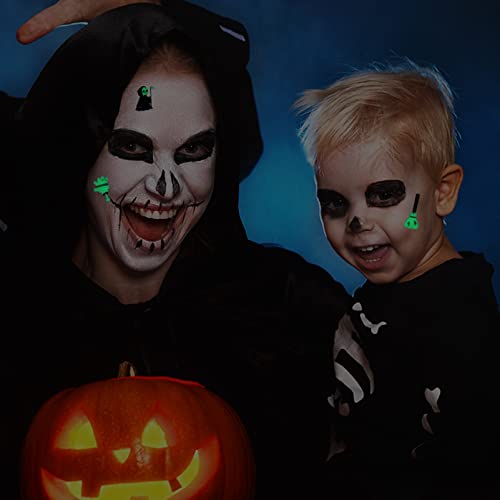 Sewroro Halloween Gyerekek Ideiglenes Tetoválás: 12 Lap Világít Sötét Denevér, a Szellem Csontváz Boszorkány Fekete Macska Tetoválás Fényes
