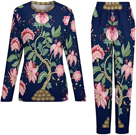 William Morris Női Pizsama Szett Hosszú Ujjú Hálóruházat Öltöny Pizsama Társalgó Állítsa be a Zseb