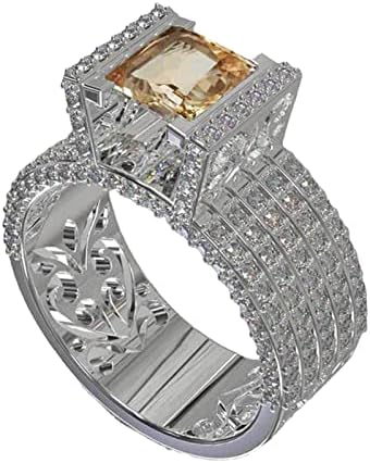 Király Ékszerek, Tizenévesek számára, Kitűnő Teljes Gyémánt Cirkónia Esküvői Gyűrű Eljegyzési Ékszert Ajándék (Ezüst, 11)