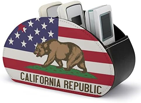 Kaliforniai Zászló Távirányító Birtokosai PU Bőr Caddy Tároló Szervező Doboz 5 Rekesz az Otthoni Irodai Kellékek