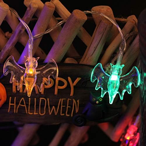 JFLYOU Halloween Fény,Meleg Fehér Denevér Vámpír LED String Fény Halloween Este Fél Bár Dekor Elem(Többszínű,B)