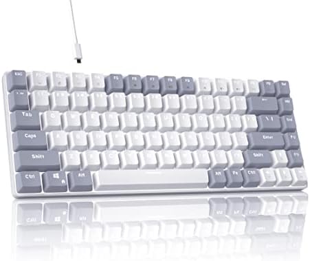 84 Gombok Mechanikus Gaming Keyboard, Szürke-Fehér, Vegyes Szín Keycaps Gaming Billentyűzet Piros Kapcsoló, Vezetékes Levehető