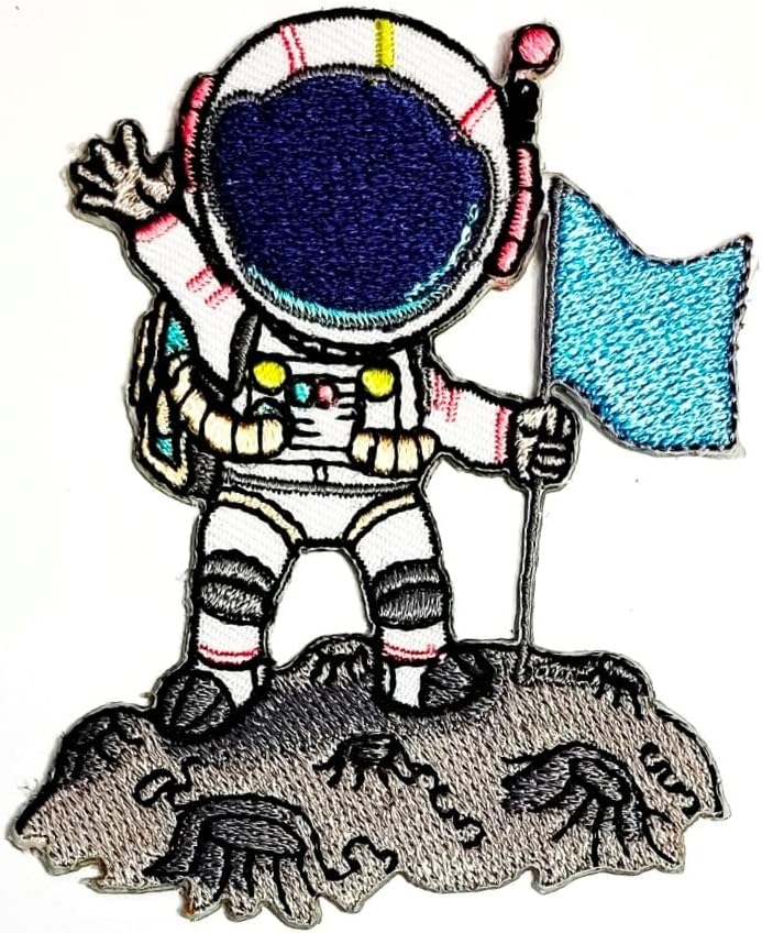 Kleenplus 2db. Űrhajós a Hold Rajzfilm világűrben Kaland Javítás Hímzett Vas Badge Varrni A Javítás Ruha Hímzett Applied Matrica Szövet