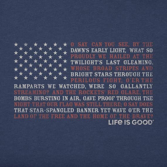 Az élet Szép. Férfi Star Spangled Banner Zászlót VAN Crusher Póló, Sötét Kék, Közepes