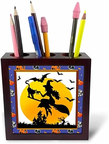3dRose Elég Halloween Boszorkány rajta A Hold Előtt Telihold - Csempe Toll Jogosultjai (ph-369199-1)