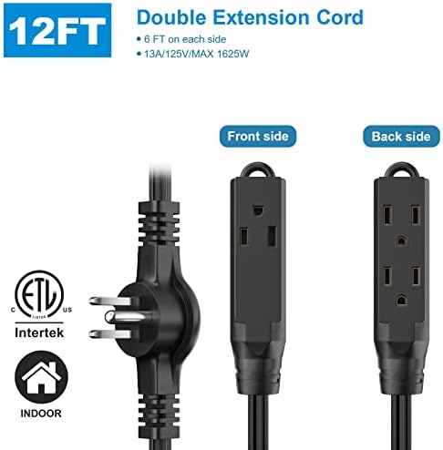 12 Méter Twin Hosszabbító Kábel Power Strip & 6 Méter túlfeszültségvédő 6 AC Üzletek & 6 USB Töltő Port