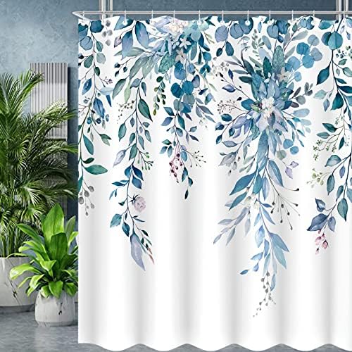 Zussun Kék Eukaliptusz zuhanyfüggöny Akvarell Virágos Növény Levél Zuhanyzó Függöny Fürdőszoba Botanikus Virág Vízálló Szövet