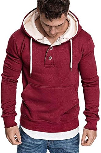 DuDubaby Férfi Őszi Tavaszi egyszínű, Hosszú Ujjú kapucnis felső Sweatershirt Maximum Póló
