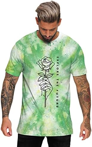 XXBR Mens T-shirt Rövid Ujjú Klasszikus Utcai Rose Nyomtatási Hip-Hop Edzés Sportos Nyakkendő Festék Alkalmi Nyári Sport Póló Maximum