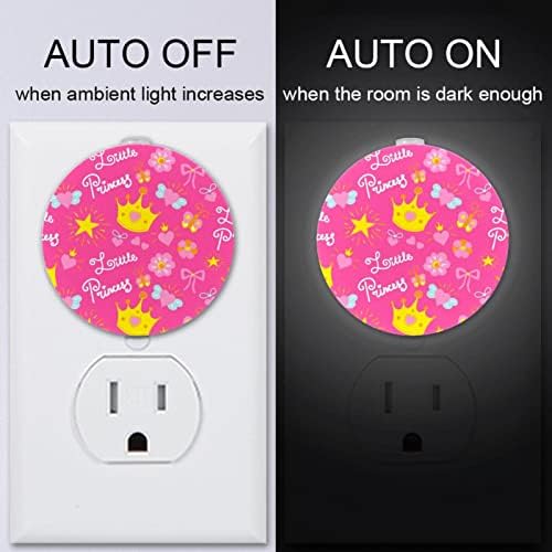 2 Csomag Plug-in Éjjeli LED-es Éjszakai Fény, az Alkonyat-hogy-Hajnal Érzékelő Gyerek Szoba, Gyerekszoba, Konyha, Rózsaszín, Sárga Korona