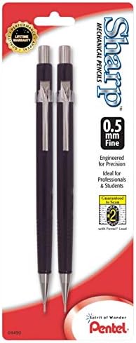 Pentel P205BP2-K6 Éles Mechanikus/Automatikus Ceruza, 0,5 mm, Fekete, 2 Szám (Csomag 1) - Csomagolás Eltérő Lehet & ® Radír Utántöltő Mechanikus