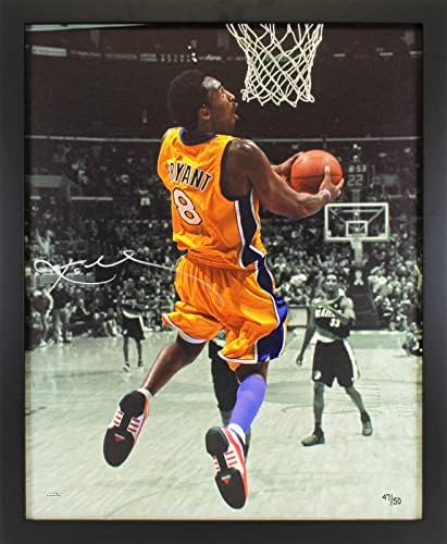 Lakers Kobe Bryant Aláírt & Keretes 25.5x32 Fotó Művészeti Vászon LE 47/50 uda vagy - Dedikált NBA Művészet