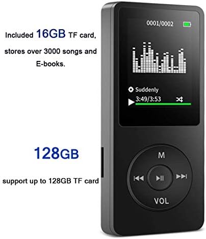 MP3 Lejátszó, Zene Lejátszó, 16 gb-os Micro SD Kártya, beépített Hangszóró/Fotó/Videó Lejátszás/FM Rádió/Hangrögzítő/E-Könyv Olvasó