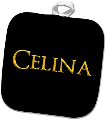 3dRose Celina népszerű kislány neve az USA-ban. Sárga, fekete varázsa - Potholders (phl-364506-1)