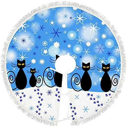 Vantaso karácsonyfa Szoknya, Karácsony, Új Év Téli Aranyos Macskák Állat karácsonyfa Szoknya Tassel Fa Szőnyeg Fél lakberendezés 48 inch
