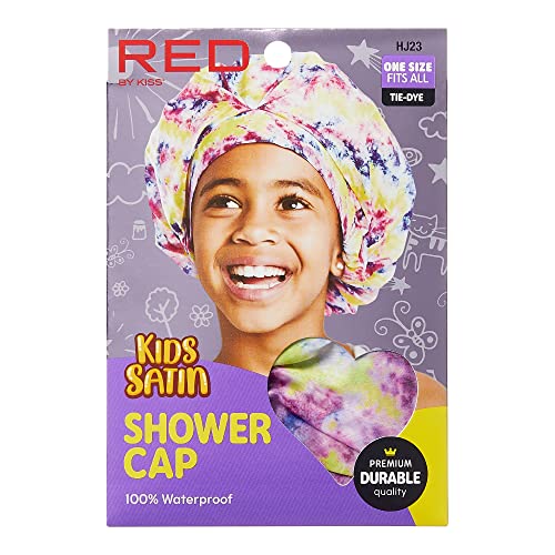 Piros a Kiss Gyerekek zuhanysapka Újrafelhasználható Vízálló, Mosható Haj Sapka Gyerekeknek zuhanysapka a Fiúk, a Lányok (Tie-Dye)