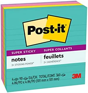 Post-it Super Sticky Notes, a 4x4, 4 Párna, 2x a Ragasztás Hatalom, Miami Gyűjtemény, Neon Színek (Narancs, Rózsaszín, Kék, Zöld),