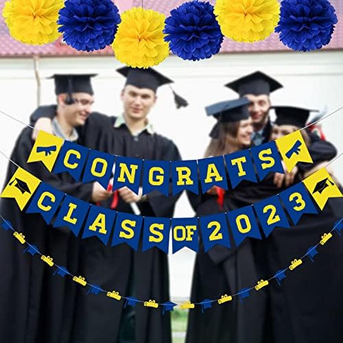 Kék-Arany Érettségi Party Dekoráció 2023 Osztály 2023 Ballagás Dekoráció Gratulálok Osztály 2023 Banner Érettségi Banner 2023