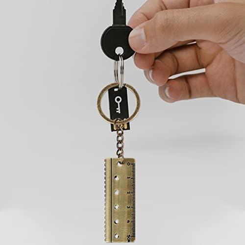 Cabilock Klasszikus Dekor, Klasszikus Dekor Tárca Kulcstartó 3pcs Fém Vonalzó Keychains Hátizsák Lógott Keychains Vintage
