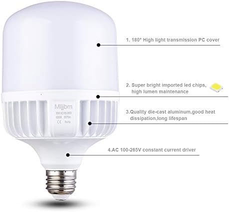 VELNEX 250W-300W Egyenértékű LED Izzó, fényes Nappal Izzó 5000K 35Watt Kereskedelmi Retrofit LED, Szuper Fényes 3500Lumen Garázs Fény, E26